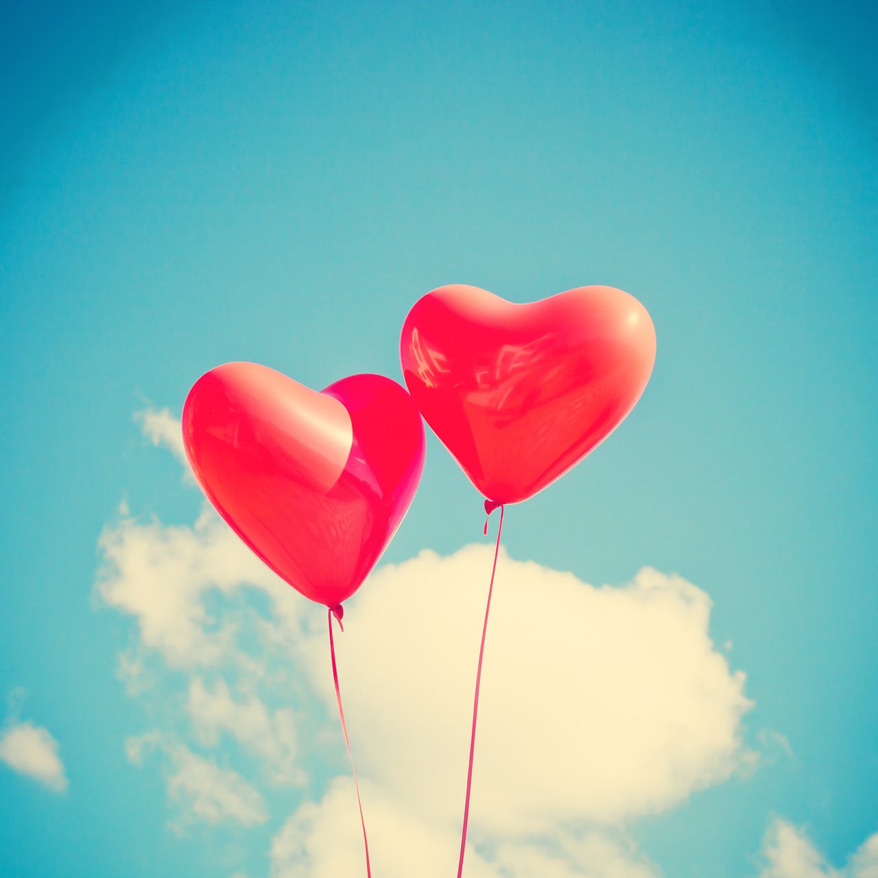 balloons, hearts, love, red, romantic, happy, card, valentine, beautiful wallpaper, holiday, symbol, shape, decoration, birthday balloons, colorful, sky background, decorative, sky, nature, valentines day, background